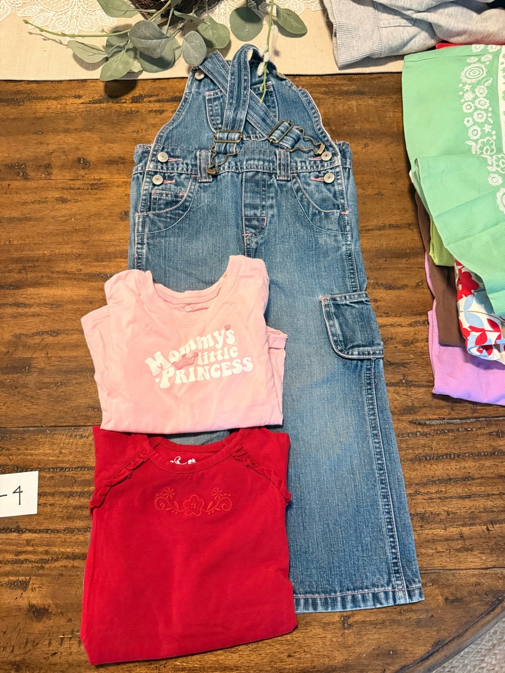Denim Overalls with Pink "Mommy's Little Princess" Tee & Red Top